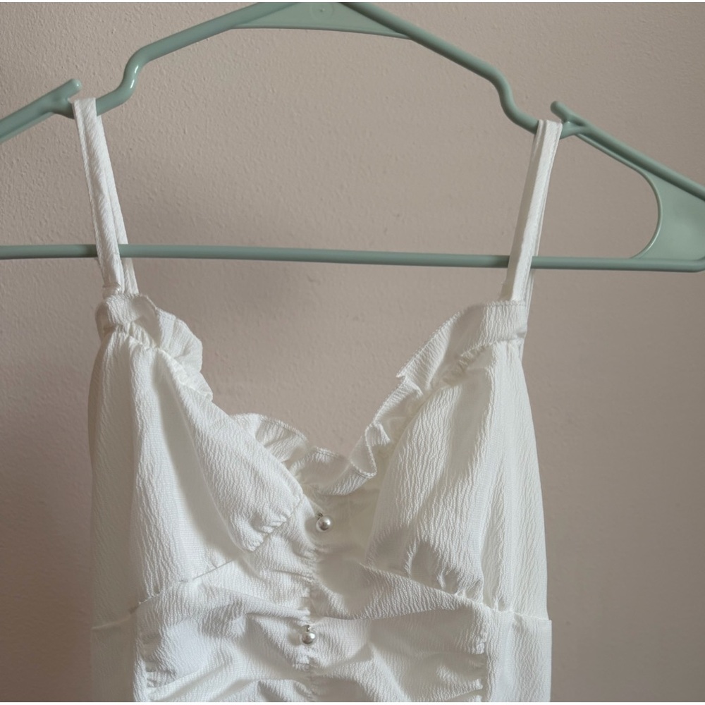 White Ruffled Spaghetti Strap Dress